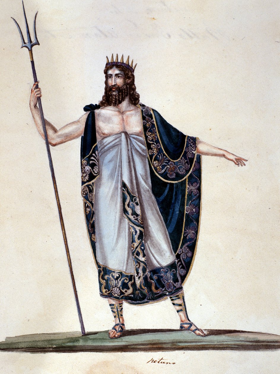 Neptun - akvarell av Unknown artist