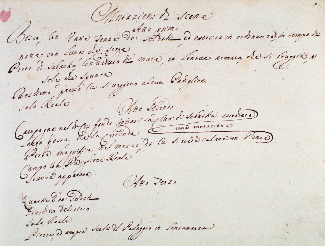 Notater om iscenesettelsen av operaen Mithridate av Giuseppe Aldrovandini (1706) av Unknown artist