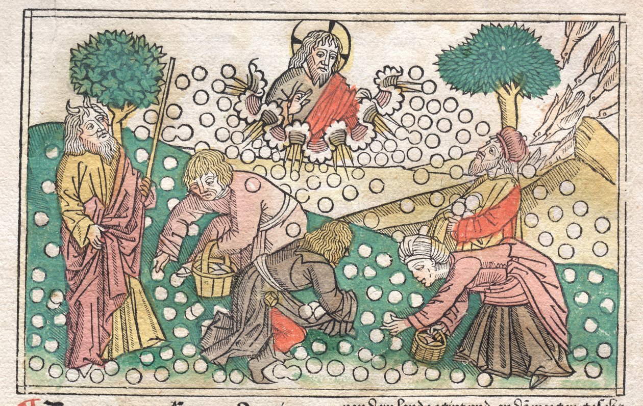 Nüremberg Bibelen: Manna faller fra himmelen av Unknown artist