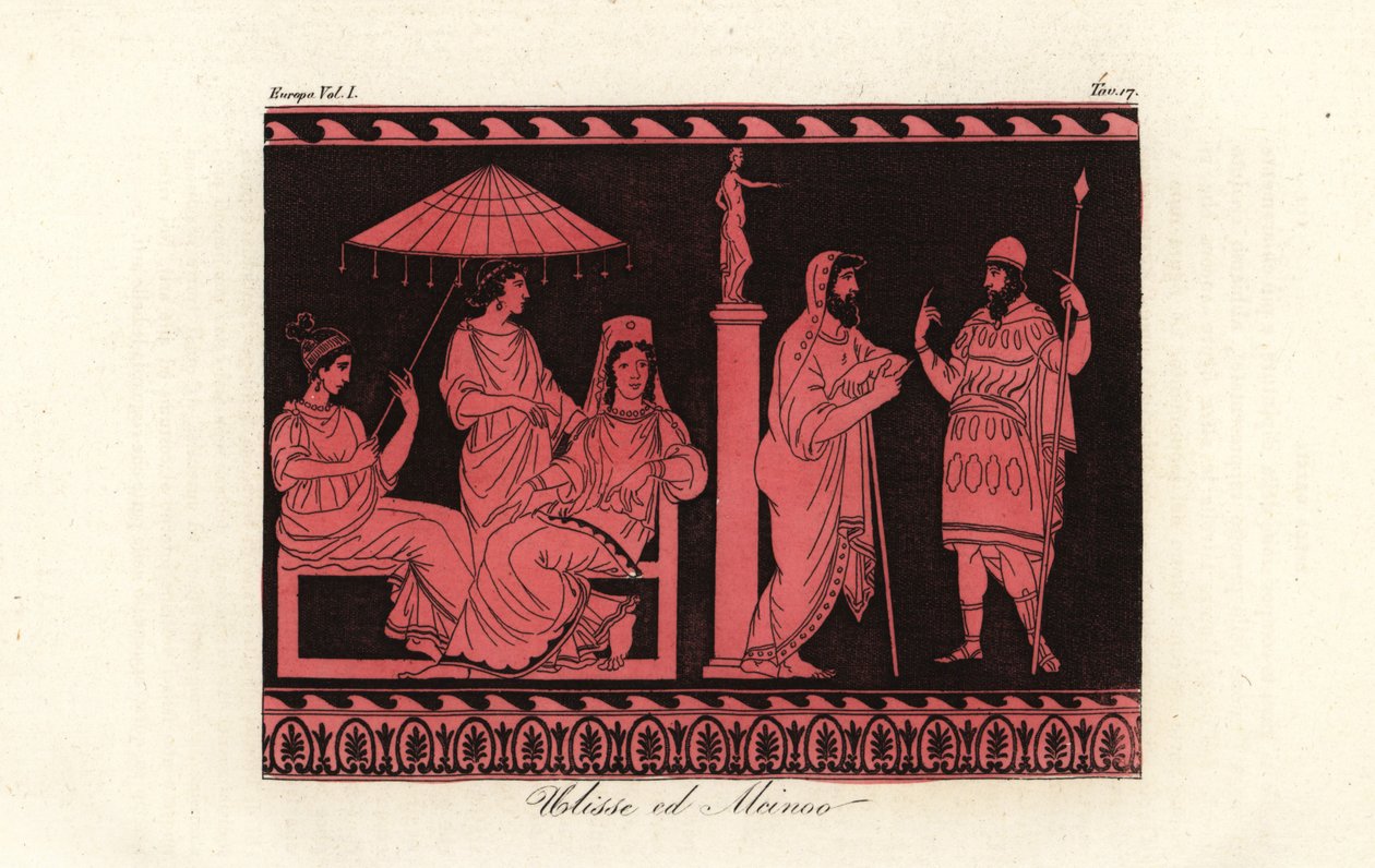 Odyssevs underholdt av Alcinous, hersker over Phaeacians på øya Scheria av Unknown artist