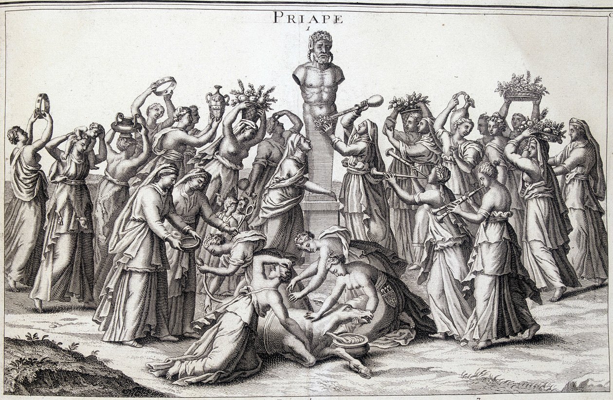 Tilbud gitt av kvinner til guden Priape (Priapos), den asiatiske guden for fecondite, som kom til Hellas. Sted for tilbedelse av Lampsaque. av Unknown artist