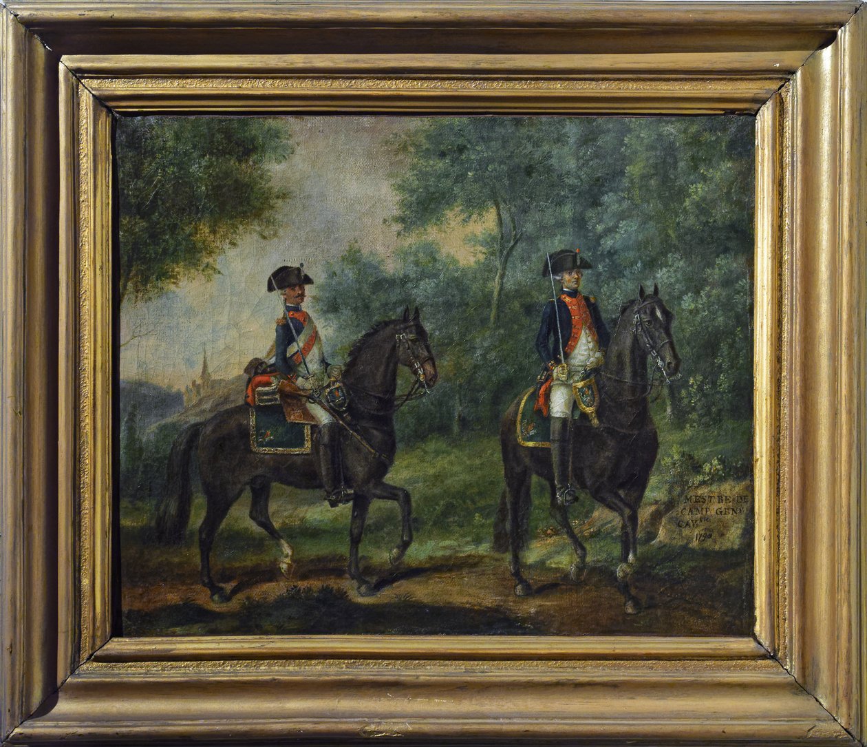 Offiser og soldat ved Mestre de Camps-regimentet i 1790, slutten av det attende århundre (olje på lerret) av Unknown artist