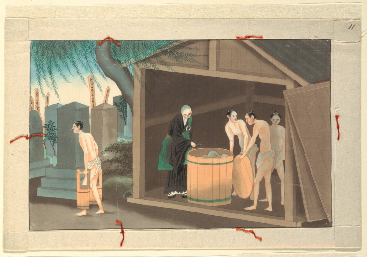 En av seksten scener av en manns død og begravelse av Unknown artist