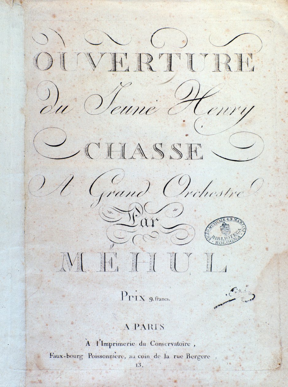 Åpningsside, Jakten på operaen Den unge Henri av Mehul (1797) av Unknown artist