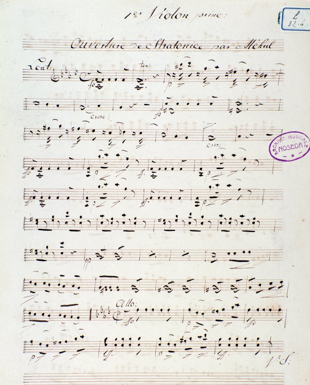 Åpningsside for operaen Stratonice av Mehul (1792) av Unknown artist