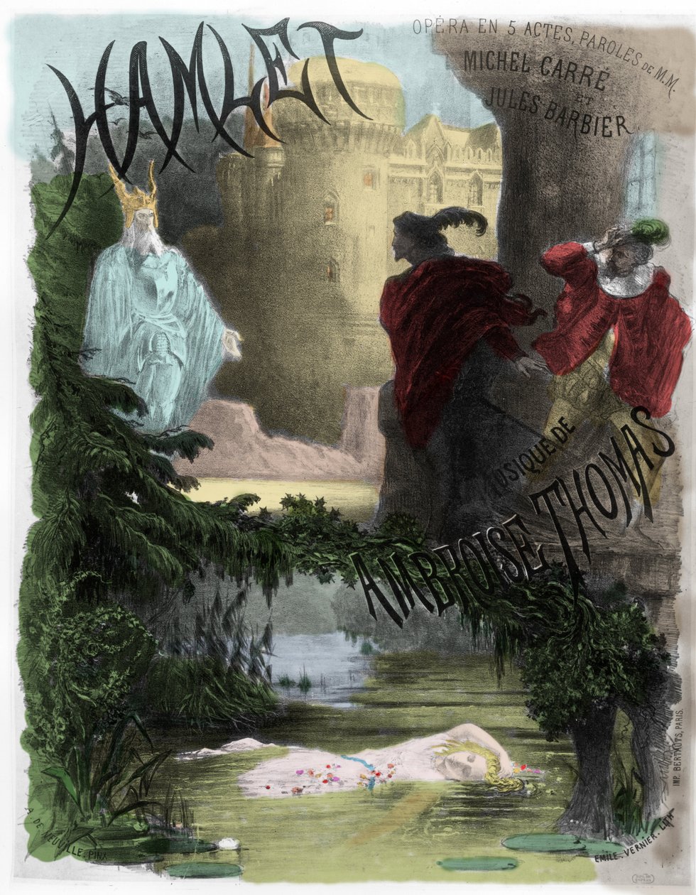 Opera: Plakat av Hamlet (på en musikk av Ambroise Thomas, tekster av Michel Carre og Jules Barbier) av Unknown artist