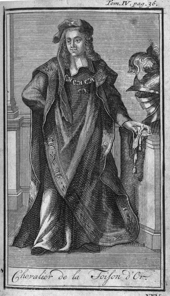 Orders of Chivalry. Knight of the Order of the Golden Fleece in Spain in the 15th century In “” History of military orders or knights, of the Seculiere and Regular Militia of both sexes, which have been established so far. Edition taken from Abbe Giustinia av Unknown artist