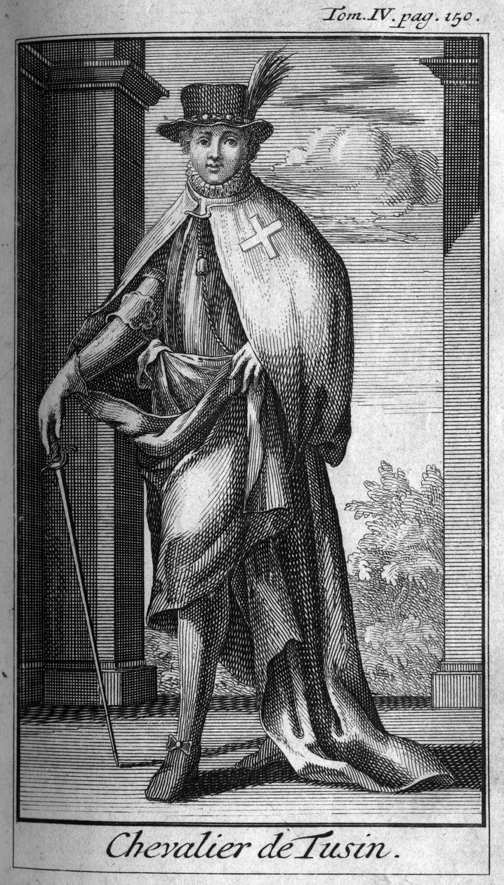 Orders of Knight. Knight of Tusin in Austria in the 16th century. In “” History of military orders or knights, of the secure and routine militias of both sexes, which have been established so far. Edition taken from Abbe Giustiniani, R.P.Bonani, M. Herman, av Unknown artist