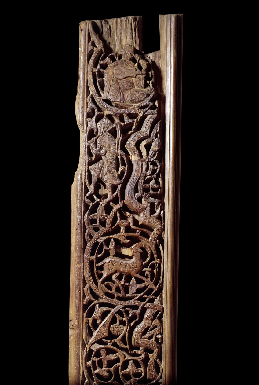 Orientalsk kunst: utskåret trepanel. 1200-tallet. Detalj. Paris, Louvre-museet av Unknown artist