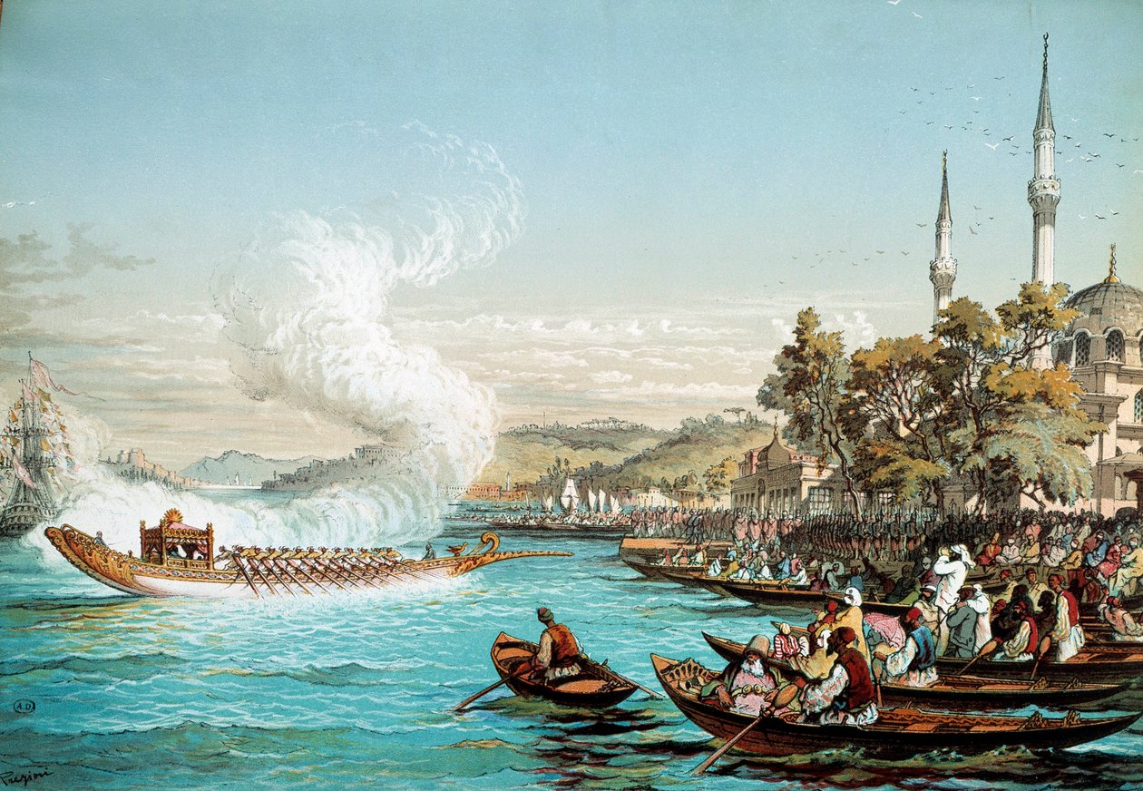 Det osmanske riket: maritim fest i Konstantinopel. Litografi fra 1800-tallet. Library of Decorative Arts, Paris av Unknown artist