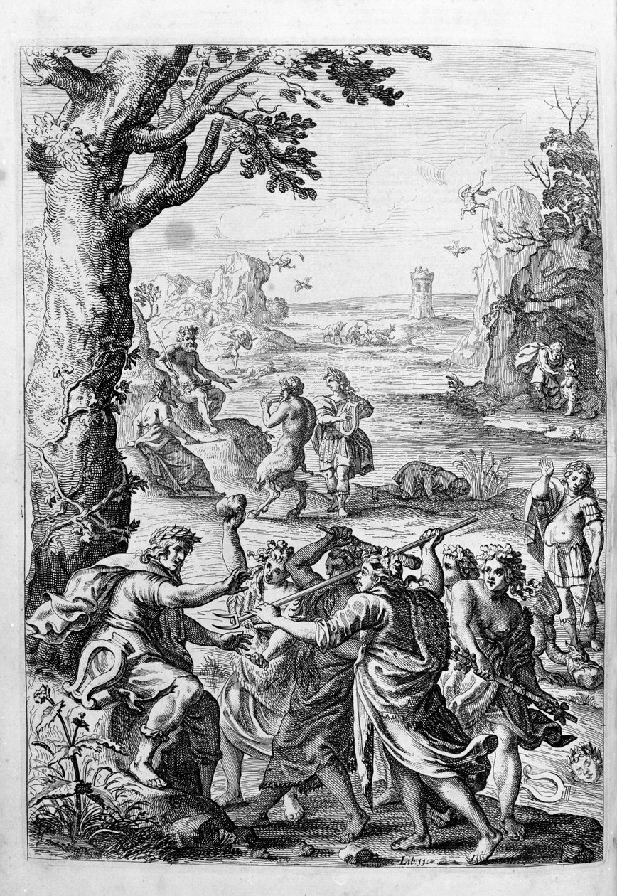 Ovid (Ovidius) - illustrasjon til bok 15 - (P. Ovidius Nasonis Metamorphose libri XV um notis TH. Farnabii.) notat av Thomas Farnaby (Farnabia) (1575-1647) av Unknown artist