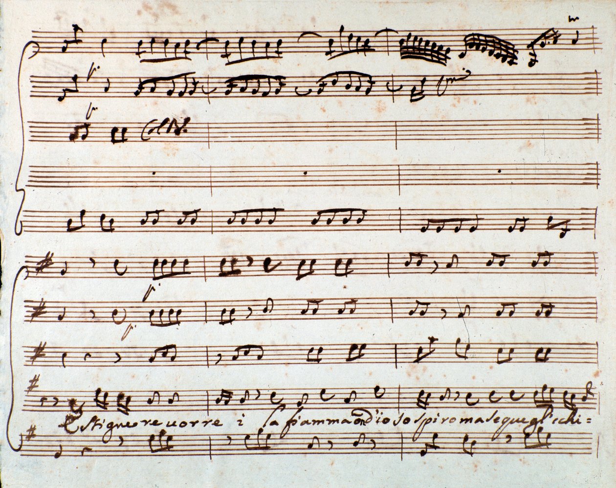 Side med partituret til Extinguish I would like air i Griselda-operaen av Antonio Vivaldi av Unknown artist