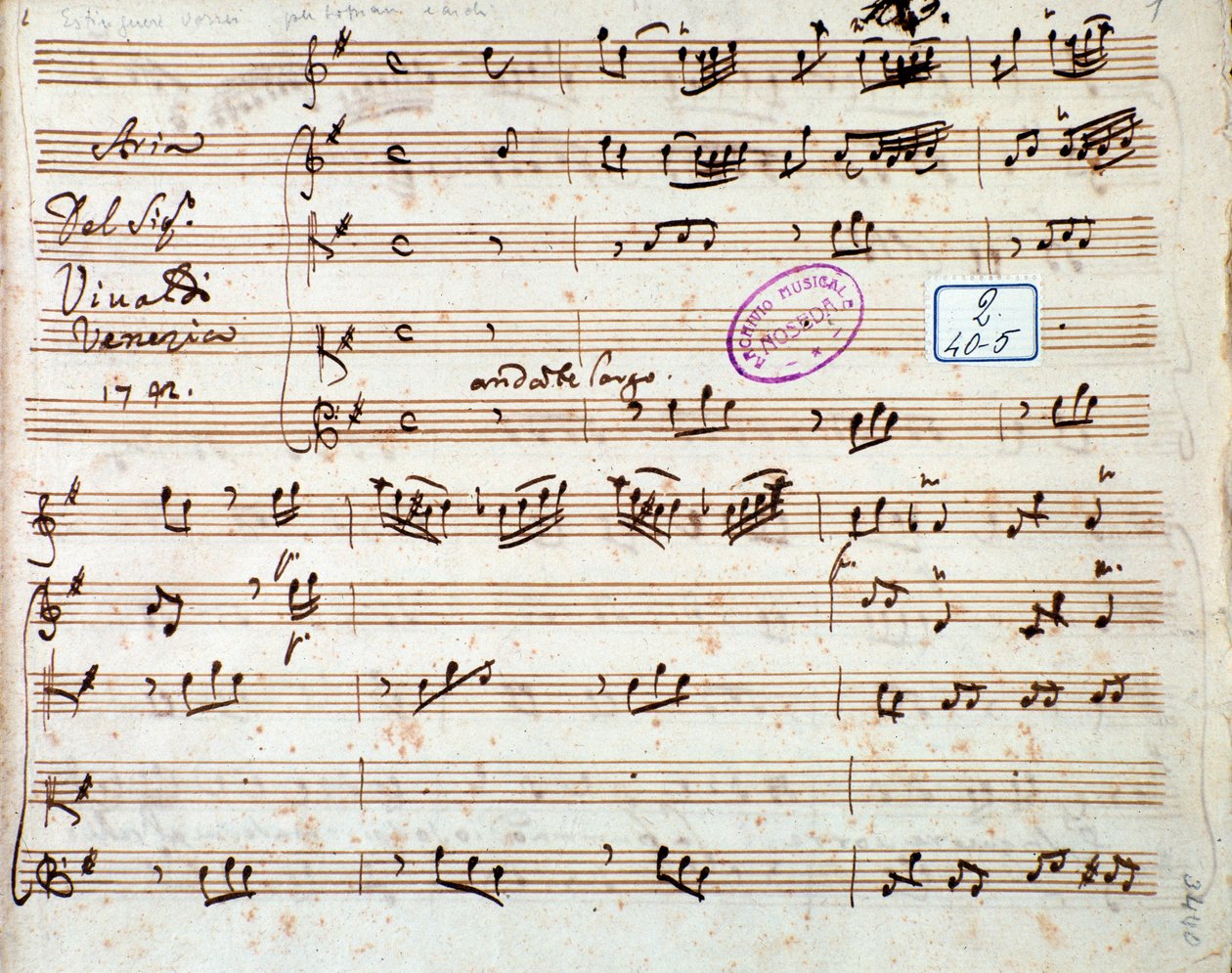 Side med partituret til Extinguish I would like air i Griselda-operaen av Antonio Vivaldi av Unknown artist