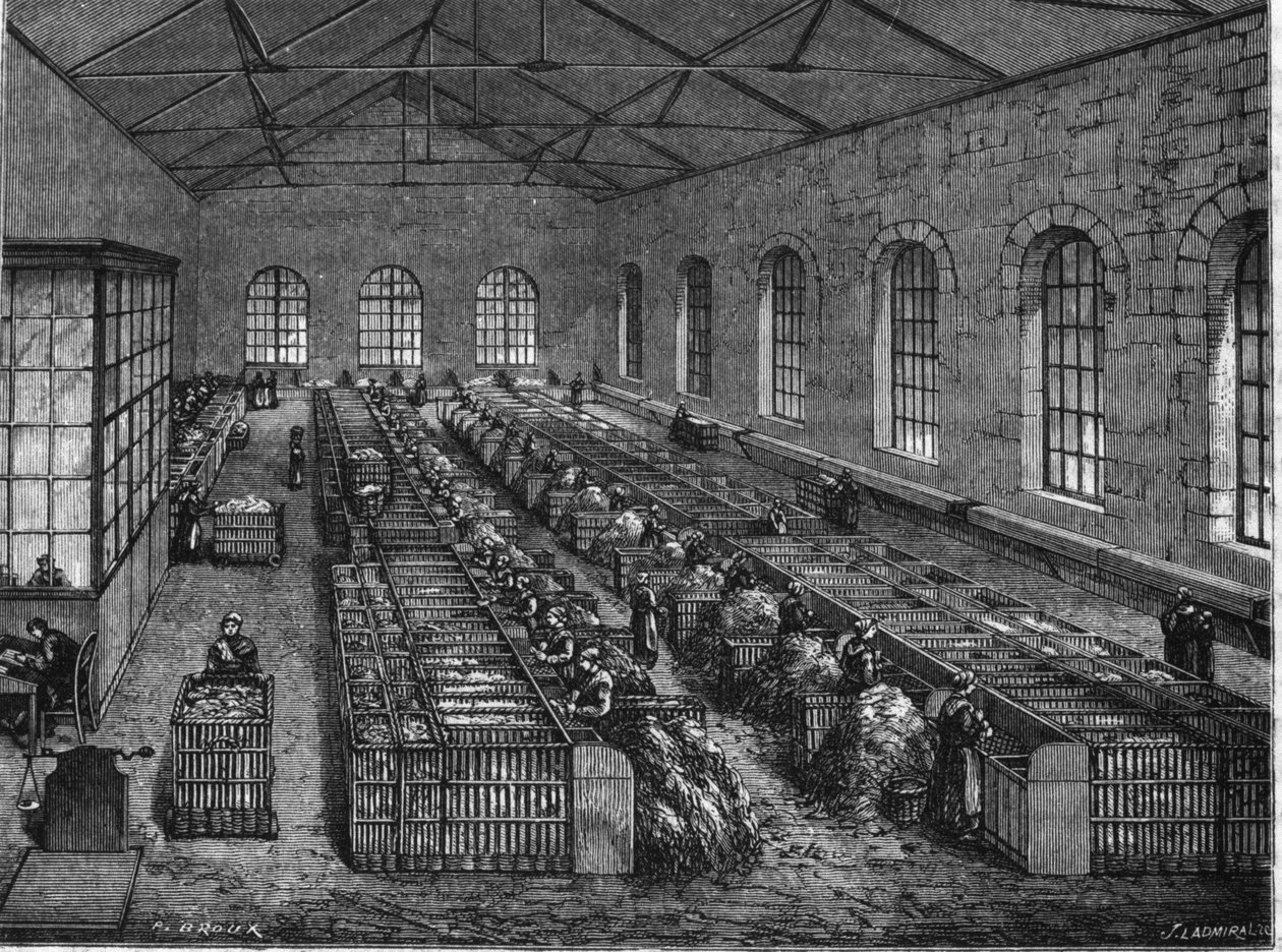 Papirfremstilling på 1800-tallet. av Unknown artist