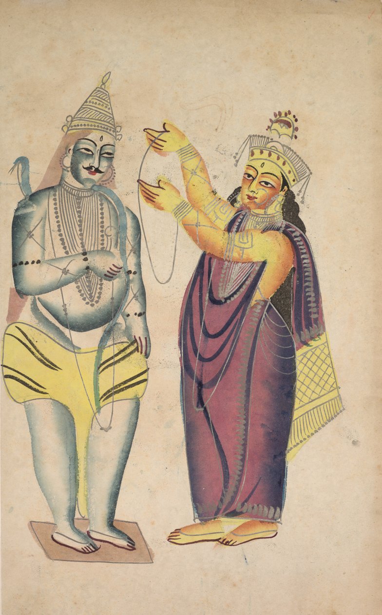 Parivati plasserer en bryllupskrans på Shiva (verso) av Unknown artist