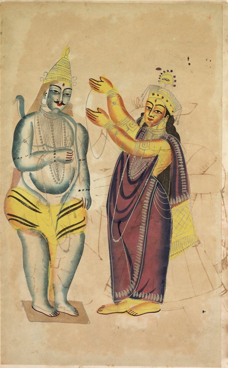 Parvati plasserer en bryllupskrans på Shiva (recto) av Unknown artist