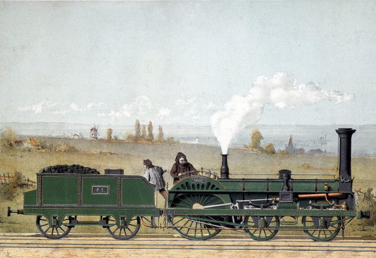 Passasjerlokomotiv og kullvogn fra Strasbourg Railway (Crampton-systemet) av Unknown artist