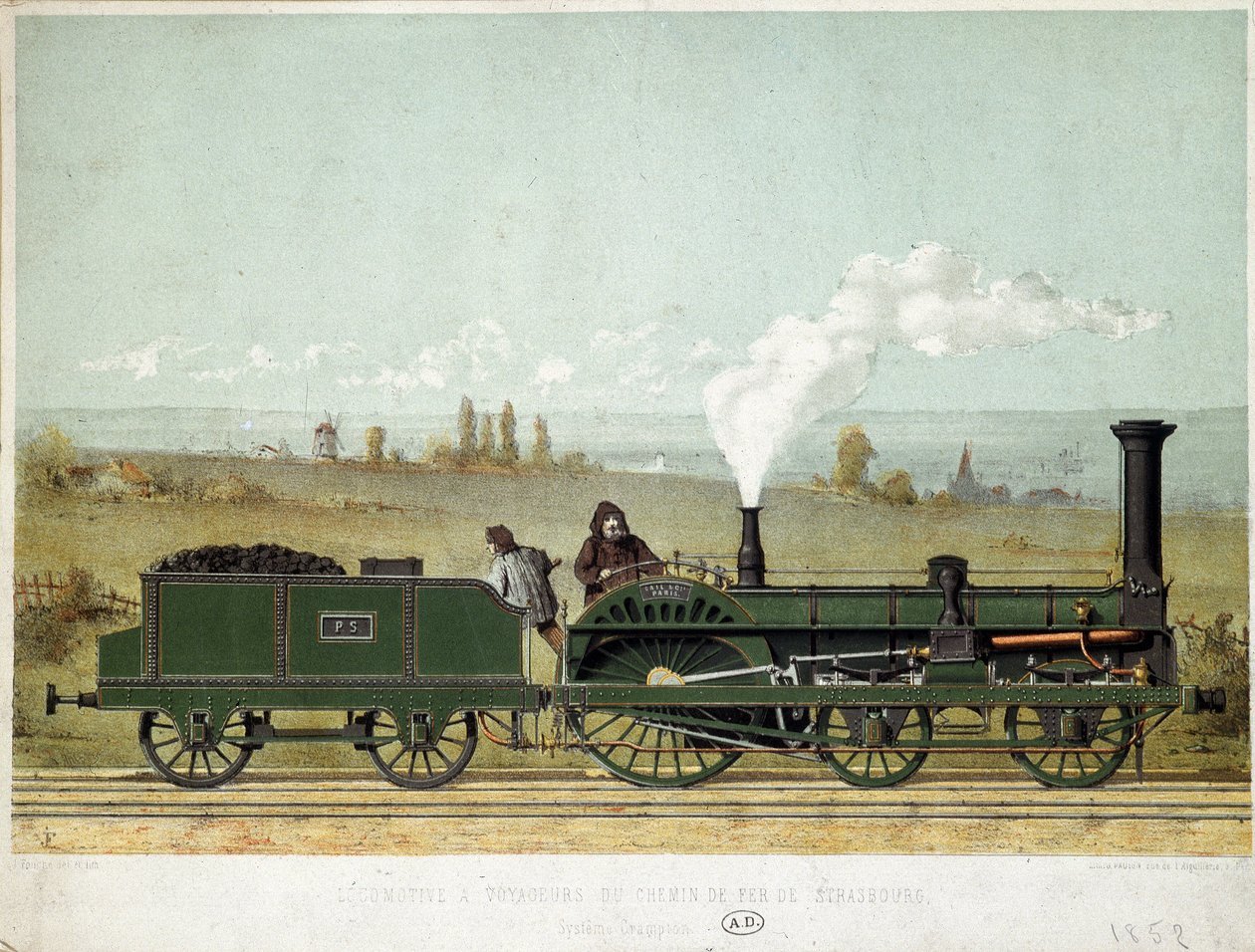 Passasjerlokomotiv for Strasbourg Railway (Crampton-systemet) av Unknown artist