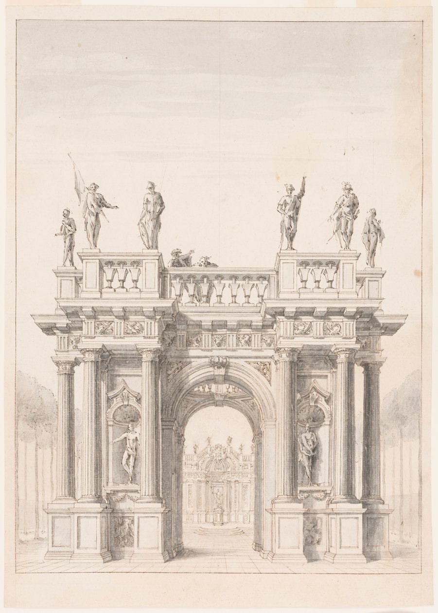 Paviljong i en park av Unknown artist