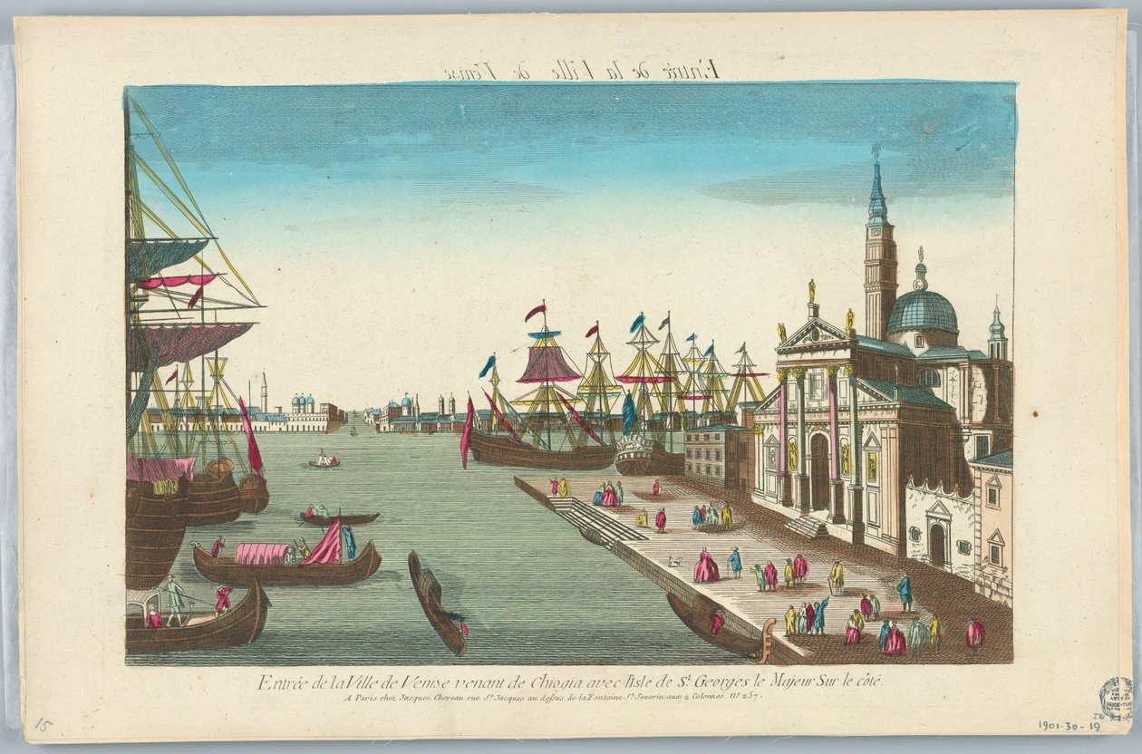 Peep-show, inngang til byen Venezia kommer fra Chiogia med øya St. George den større på siden av Unknown artist