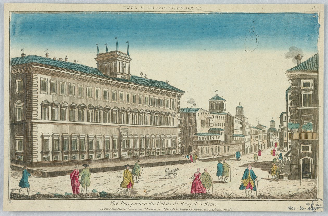 Peep-show, perspektivvisning av Ruspoli-palasset, i Roma, nr. 2 av Unknown artist