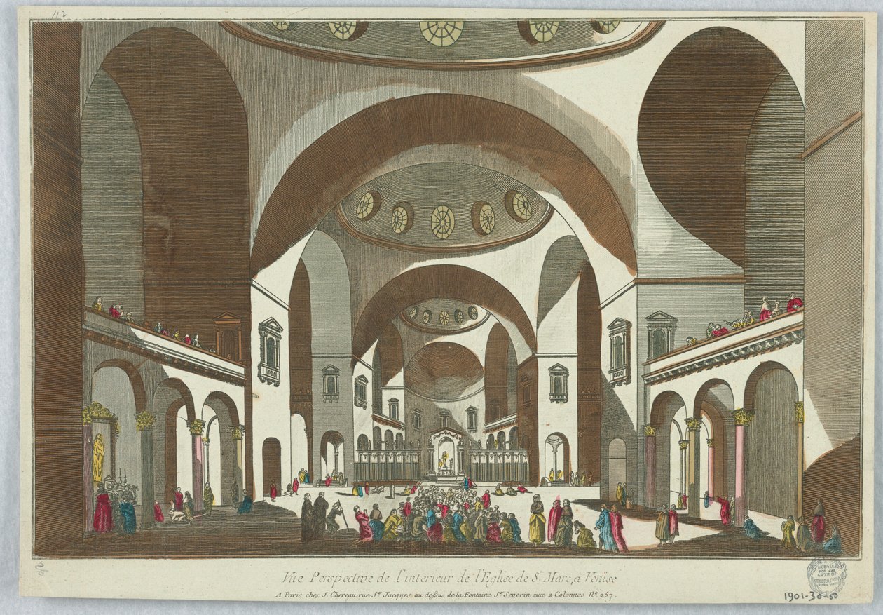 Peep-show, perspektivvisning av interiøret i Markuskirken i Venezia av Unknown artist