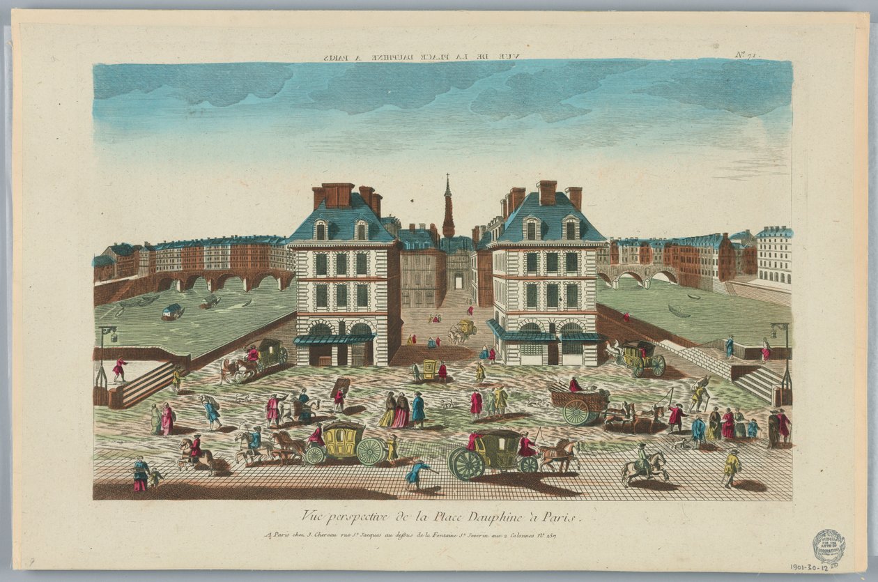 Peep-show, Perspective View of Place Dauphine i Paris, nr. 71 av Unknown artist