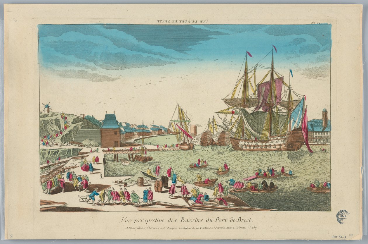 Peep-show, perspektivvisning av havnen i Brest-bassengene, nr. 24 av Unknown artist