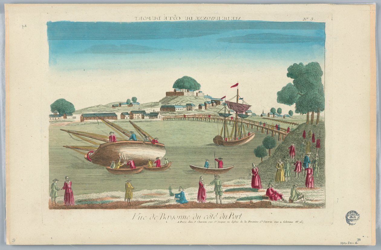 Peep-show, utsikt over Bayonne fra Port Side, nr. 3 av Unknown artist