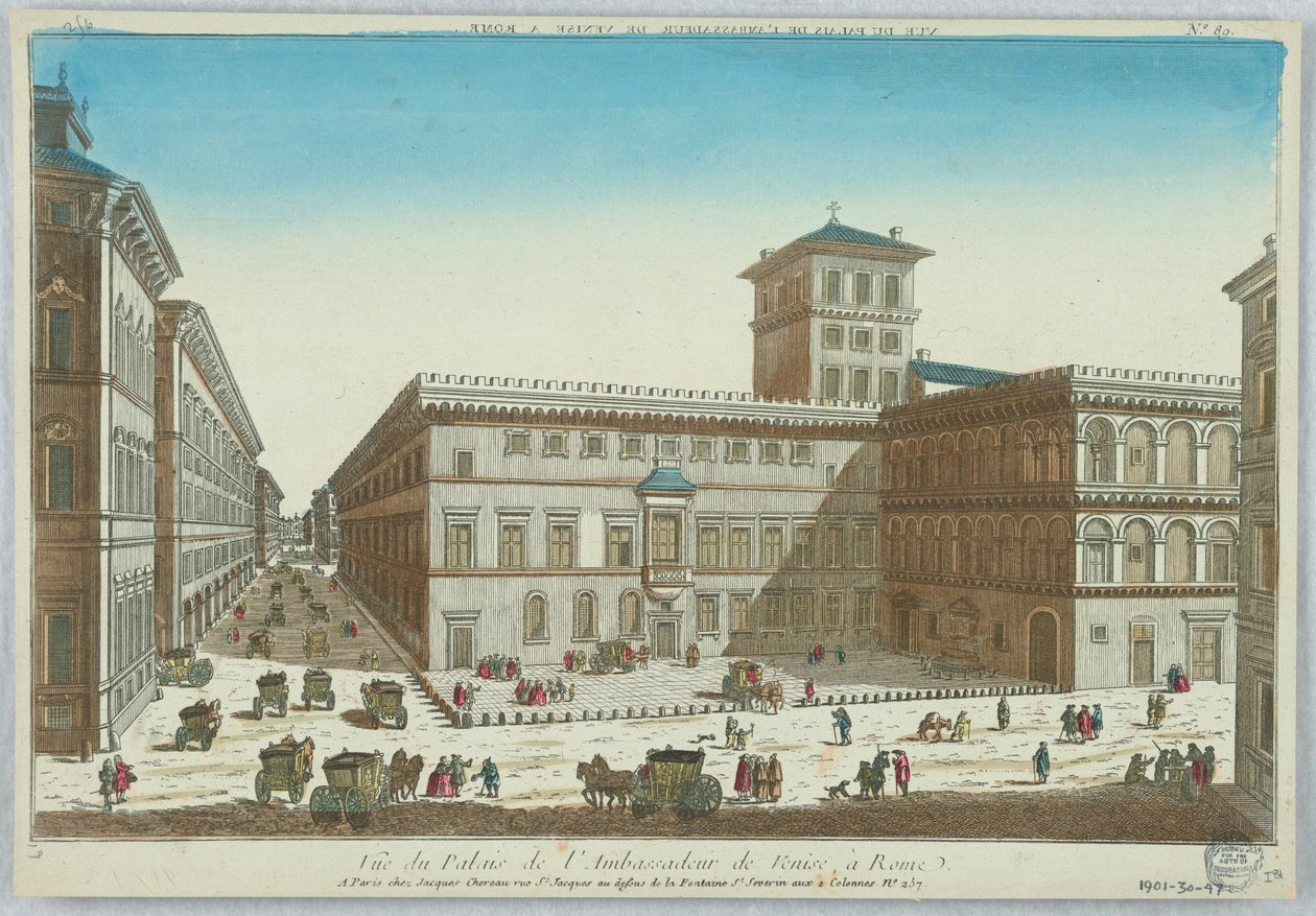 Peep-show, utsikt over palasset til den venetianske ambassadøren, i Roma, nr. 89 av Unknown artist