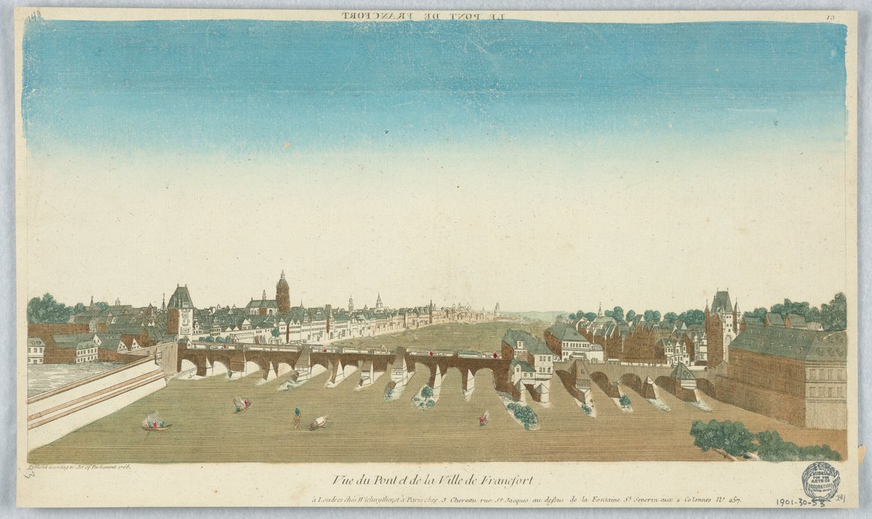 Peep-show, utsikt over broen og byen Frankfurt, 13 av Unknown artist