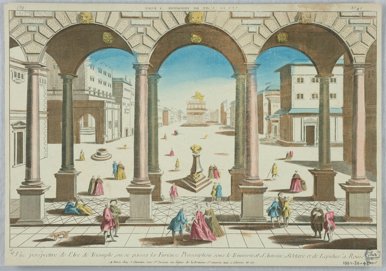 Peep-show, Perspective View of Triumphe Arc, Where The Furious Proscription Happened Under Triumvirate of Anthony, Octave and Lepidus in Roma, No. 45 av Unknown artist