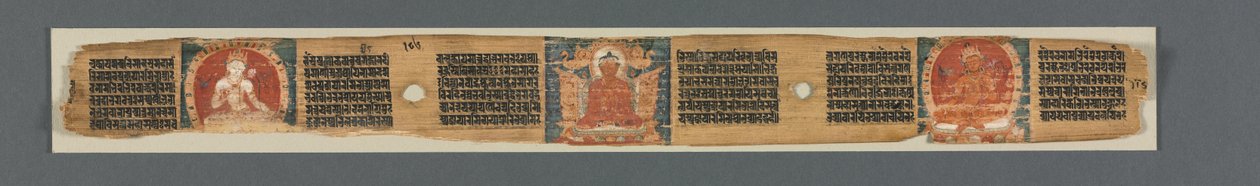 Perfeksjon av visdom i åtte tusen linjer: Ashtasahasrika Prajnaparamita: Dekorert blad (recto) av Unknown artist