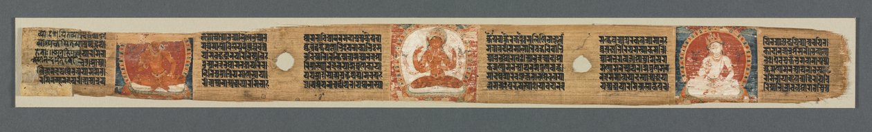 Perfeksjon av visdom i åtte tusen linjer: Ashtasahasrika Prajnaparamita: Dekorert blad (recto) av Unknown artist
