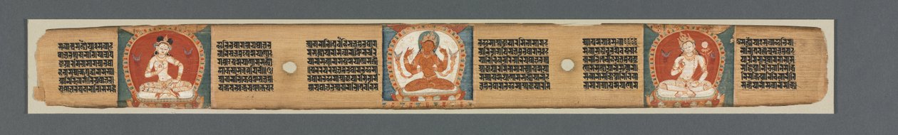 Perfeksjon av visdom i åtte tusen linjer: Ashtasahasrika Prajnaparamita: Dekorert blad (recto) av Unknown artist
