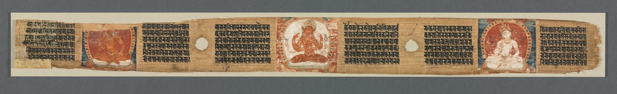 Perfeksjon av visdom i åtte tusen linjer: Ashtasahasrika Prajnaparamita: Dekorert blad av Unknown artist