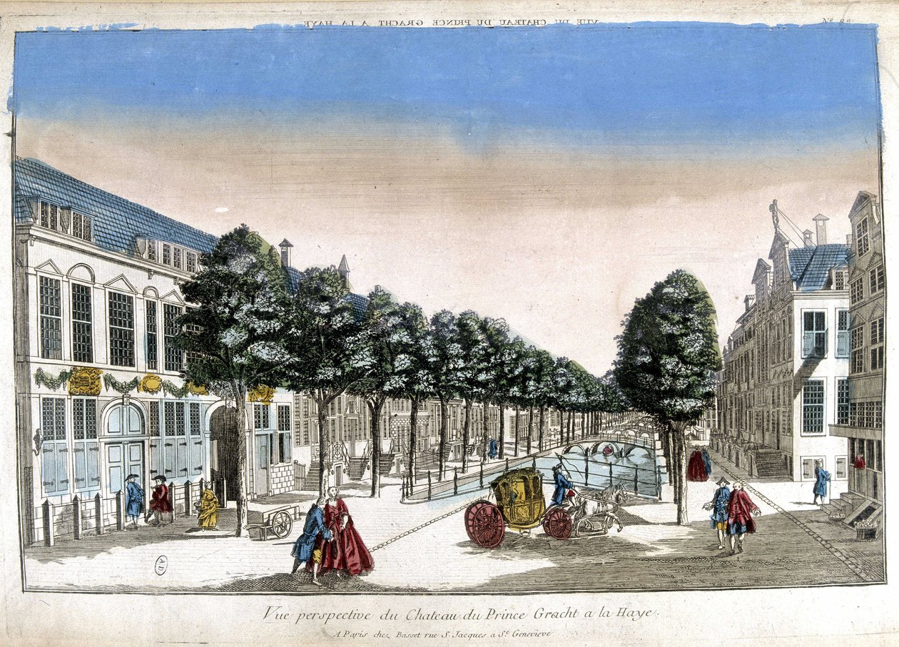 Perspektiv utsikt over Haag: kanalene og slottet til Prince Gracht - Optisk av Unknown artist
