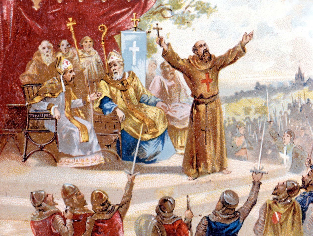 Eremitten Peter som forkynner korstoget (1095 - 1099) av Unknown artist