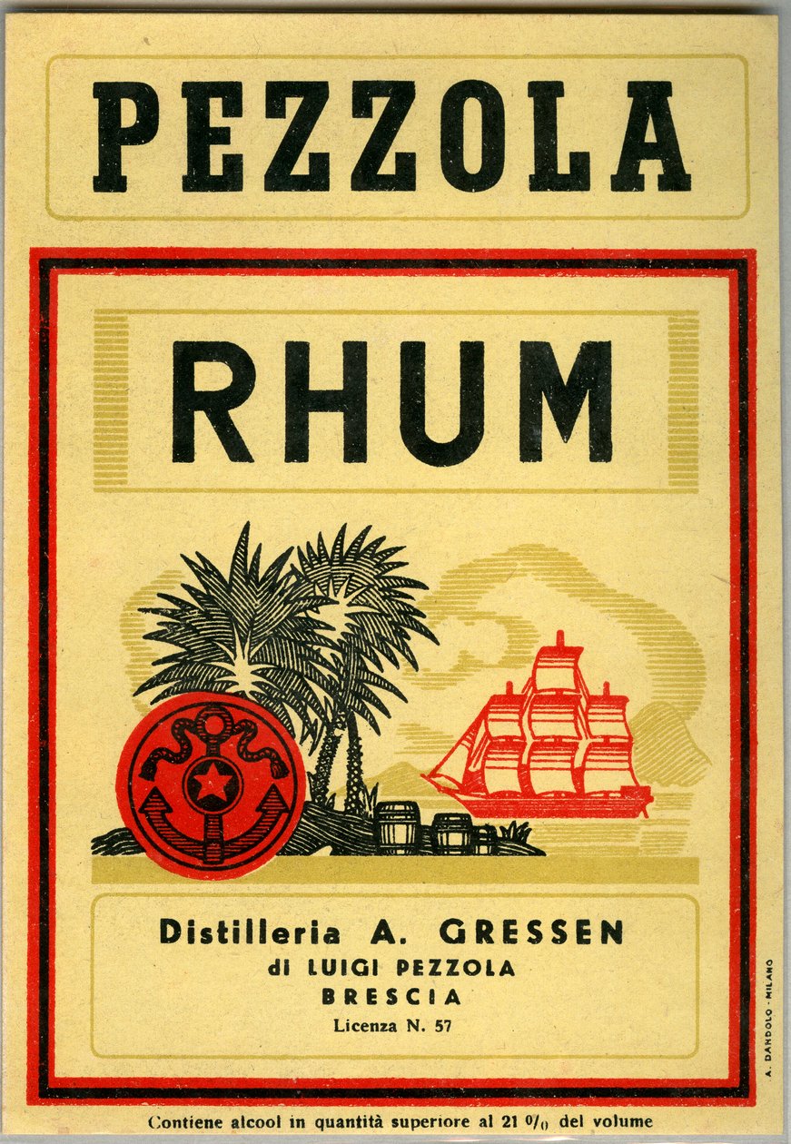 Pezzola rum alkoholreklame (kromolitografi sent på 1800-tallet) av Unknown artist