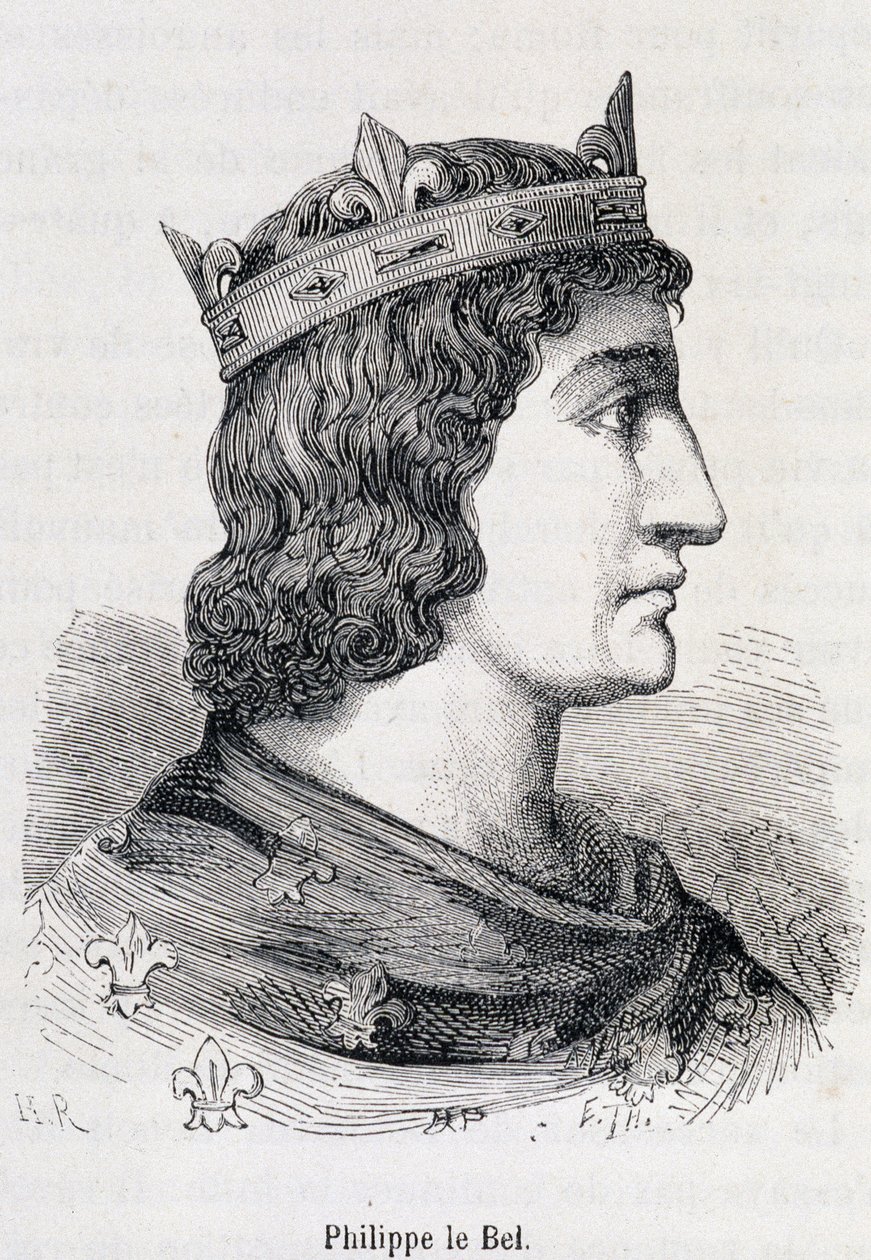 Philippe IV le Bel (1268 - 1314) - i "" History of popular France"" av Henri Martin, Jouvet, Paris, T.1 av Unknown artist