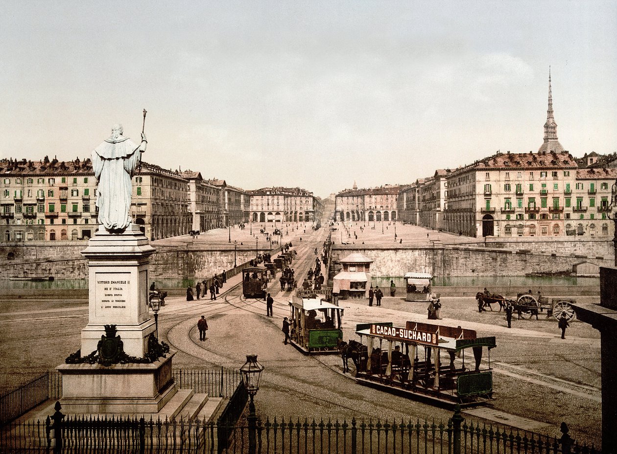 Piazza Vittorio Emanuele i Torino (Torino), Italia i 1890 av Unknown artist