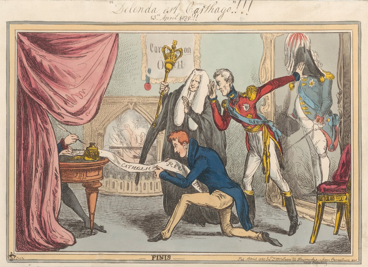[Politisk tegneserie, tittel med blekk] 'Karthago må ødelegges!!! 13 april 1829!!! ' av Unknown artist
