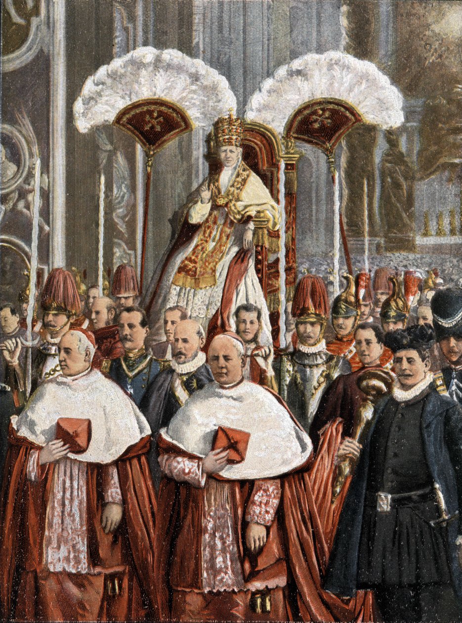 Pope Leon XIII (Leone 13) (Gioacchino Pecci 1810-1903) in the Basilica of St. Peter in Rome. av Unknown artist