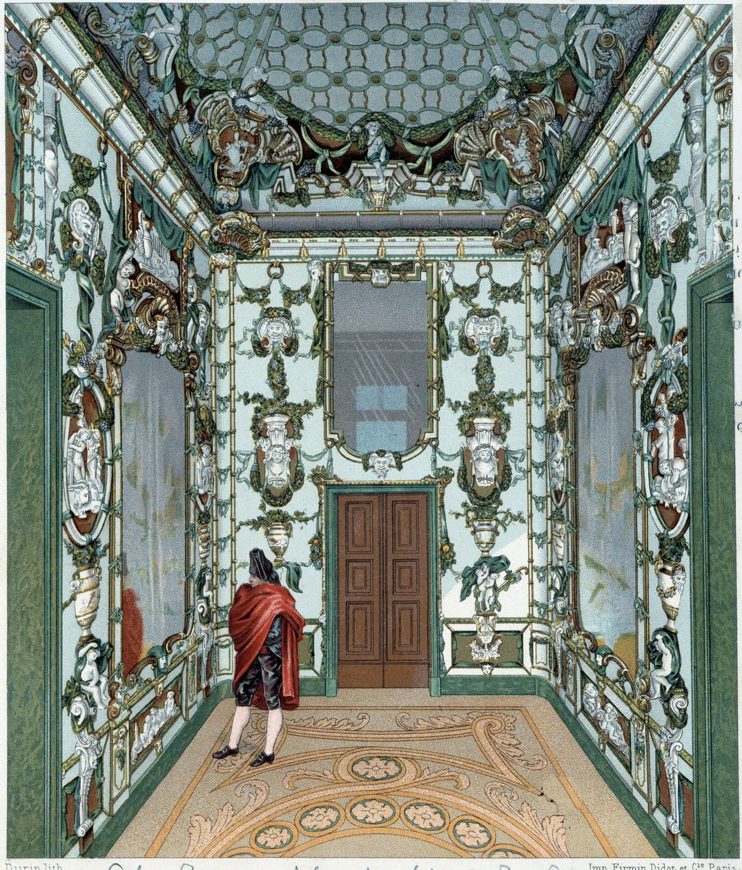 Porselenssalong i det kongelige palasset i Madrid. 1700-talls gravering. Paris, dekorativ kunst av Unknown artist