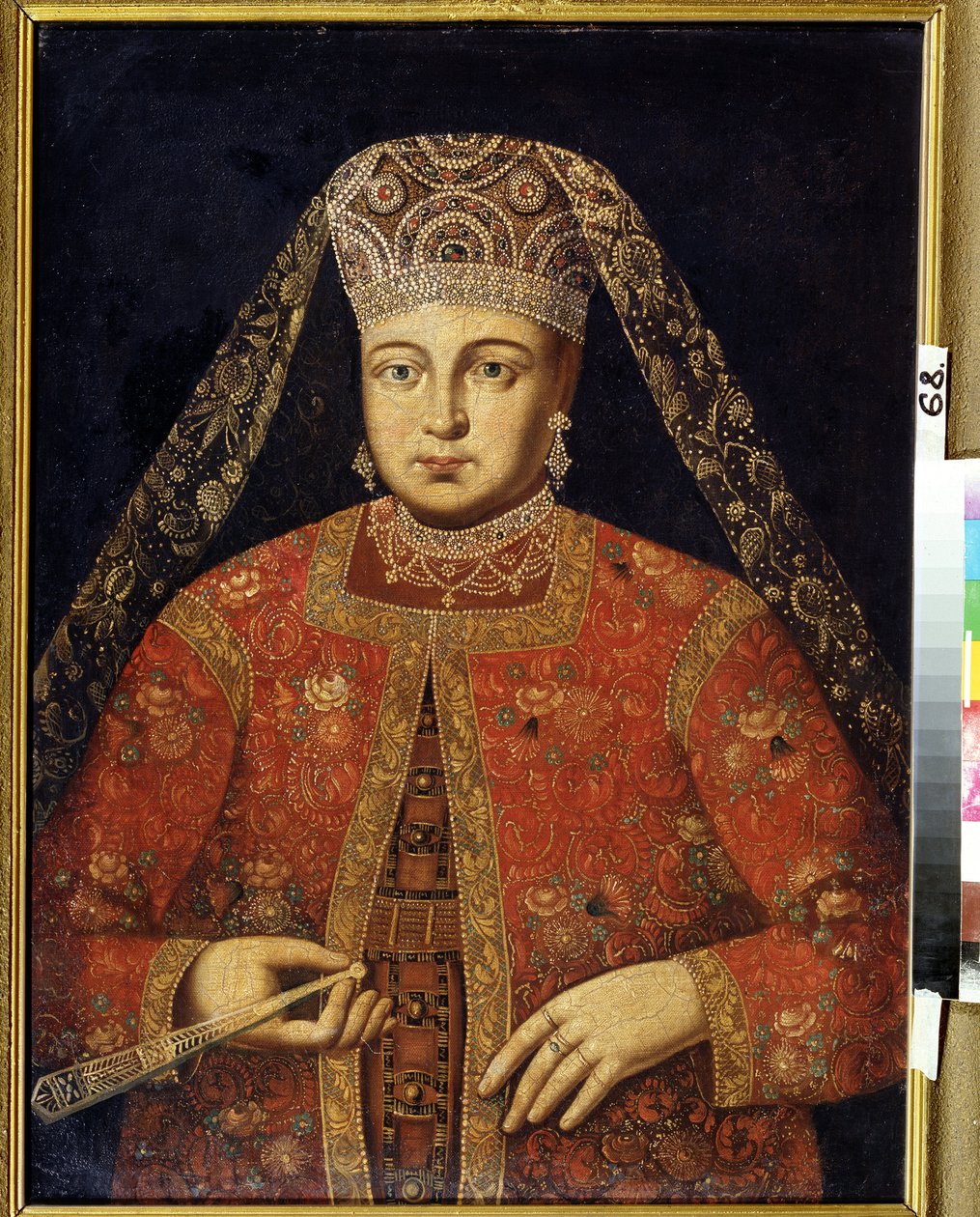 Portrait de la tsarine Marfa Matveyevna (1664-1715) (Portrett av tsarina Marfa Matveyevna). Peinture anonyme, 79 x 60 cm, debut 18e siecle. M.Tuganov kunstmuseum i Nord-Ossetia, Vladikavkas (russland). av Unknown artist