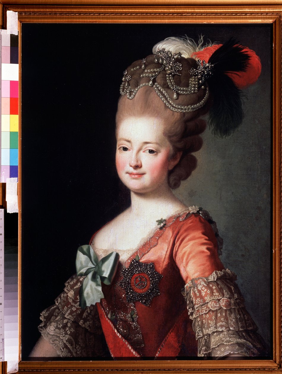 Portrett av keiserinne Maria Feodorovna (Sophie Dorothea av Württemberg) (1729-1828) (Portrett av keiserinne Maria Feodoravna, Sophie Dorothea av Württemberg). Anonymt maleri. Olje på lerret, 84,7 x 62,7 cm av Unknown artist