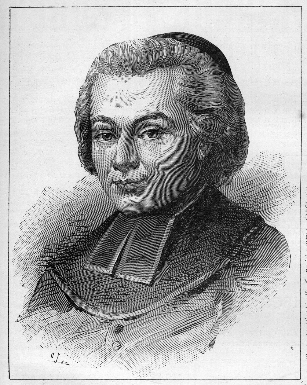 Portrett av Abbe Fabre eller Jean-Baptiste (Jean Baptiste) Fabre (1727-1783), en fransk kirkelig og forfatter. Gravering i "" Le Monde Illustré"" av Unknown artist