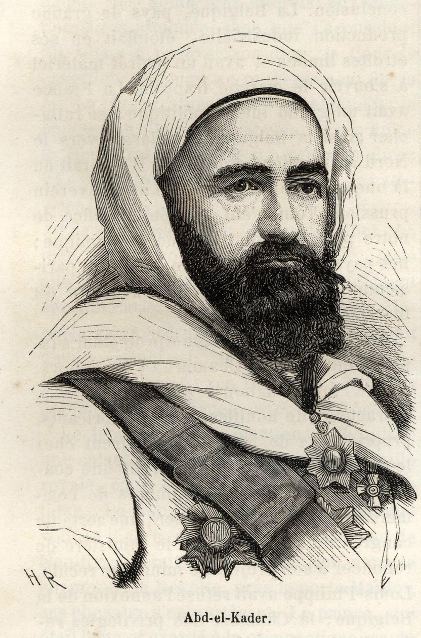 Portrett av Abd - El - Kader (Abd El-Kader) (Abd El Kader) (1807 - 1883). av Unknown artist