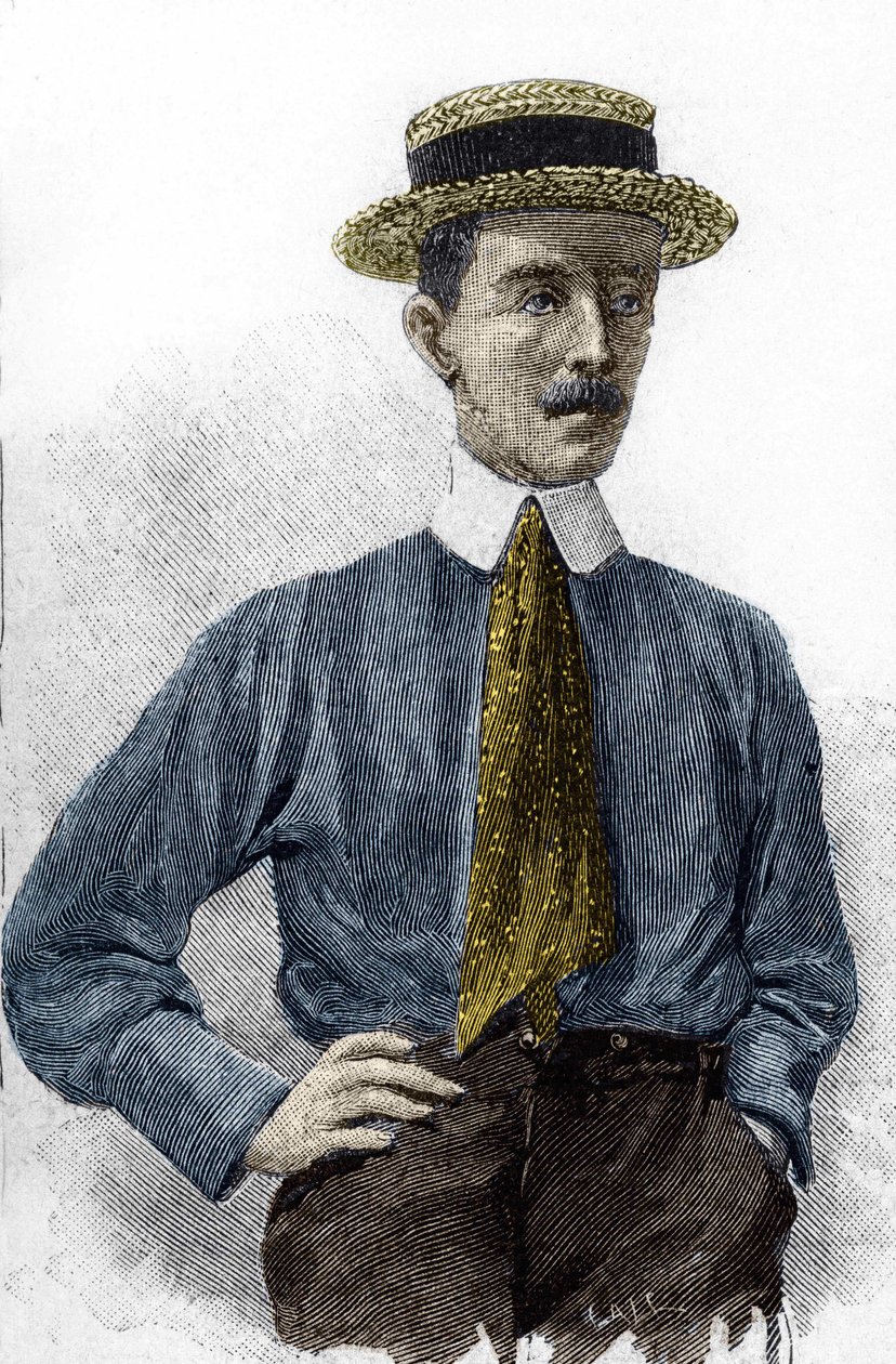 Portrait of Alberto Santos-Dumont (1873-1932), Brazilian aeronautic artist. av Unknown artist