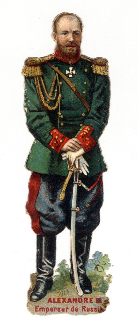 Portrait of Alexander III, Emperor of Russia (1845-1894). Late chromolithography of the 19th century. Private Collection av Unknown artist